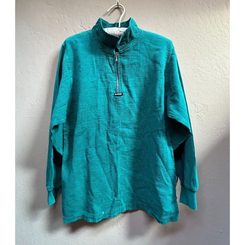 Vintage Cord Cotton Collection Ezze Wear Outdoor Small 1/4 Zip Sweater Green